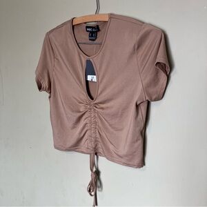 NWT Wet Seal Tan Ruched Keyhole Crop Top Y2K Women Medium